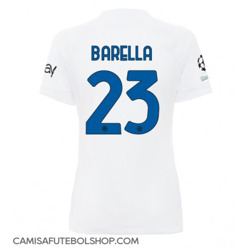 Camisa de time de futebol Inter Milan Nicolo Barella #23 Replicas 2º Equipamento Feminina 2023-24 Manga Curta